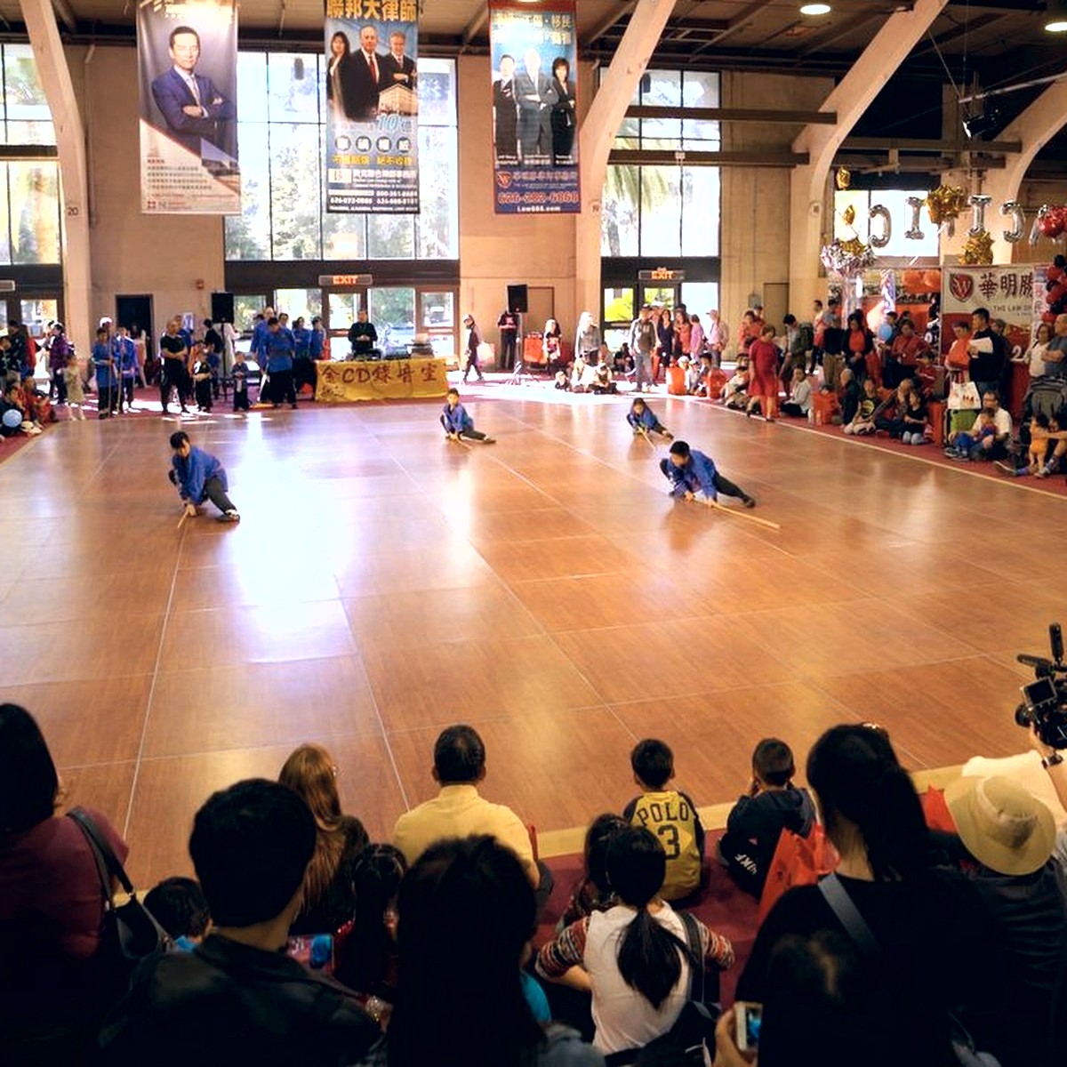 A wide view of the exhibit arena
