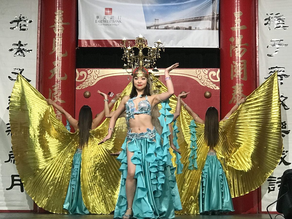 An elaborate costume performance