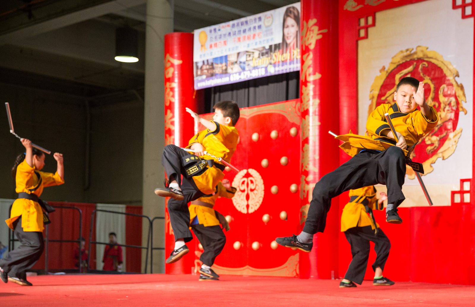 A martial arts kick demonstration