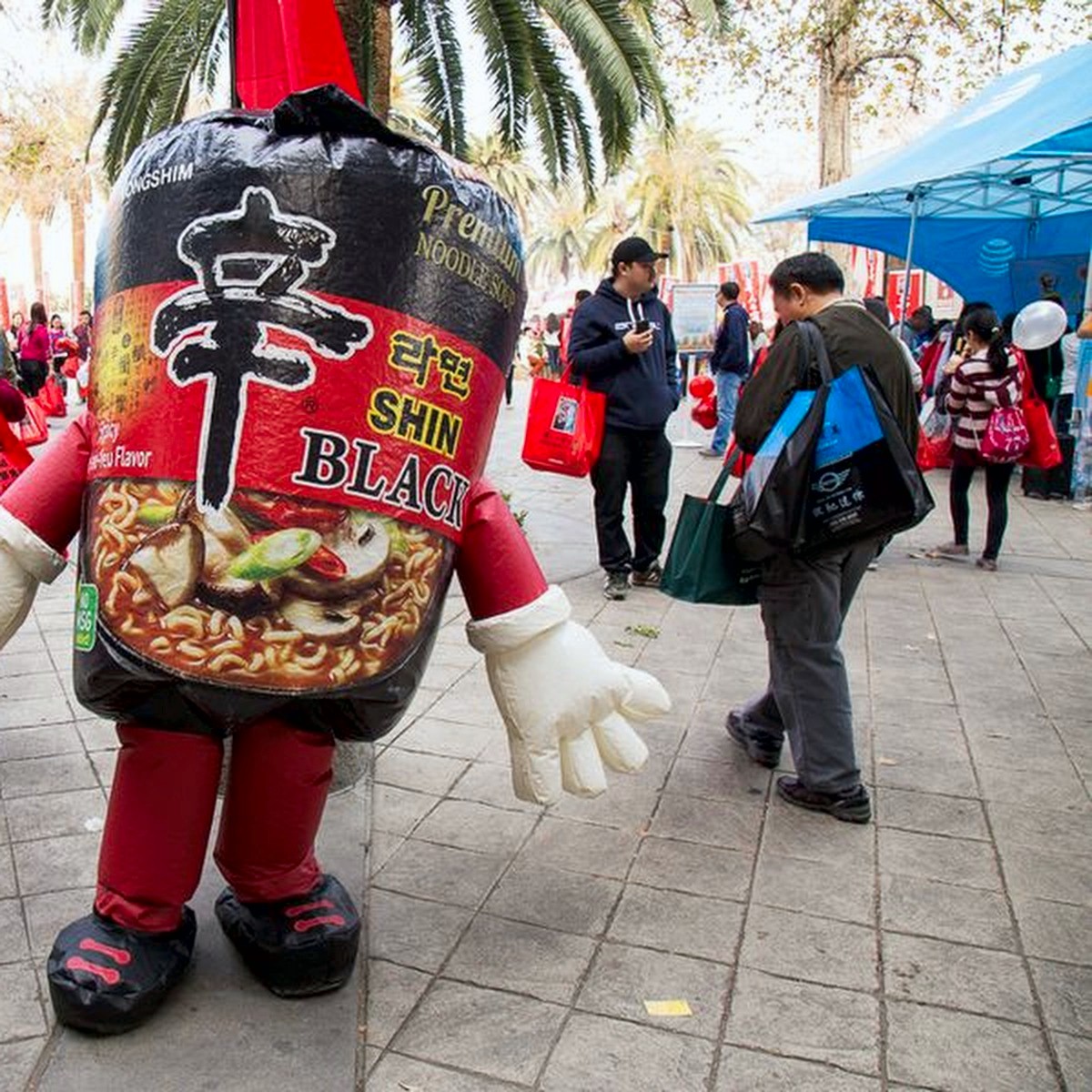 Festival mascot greeting visitors